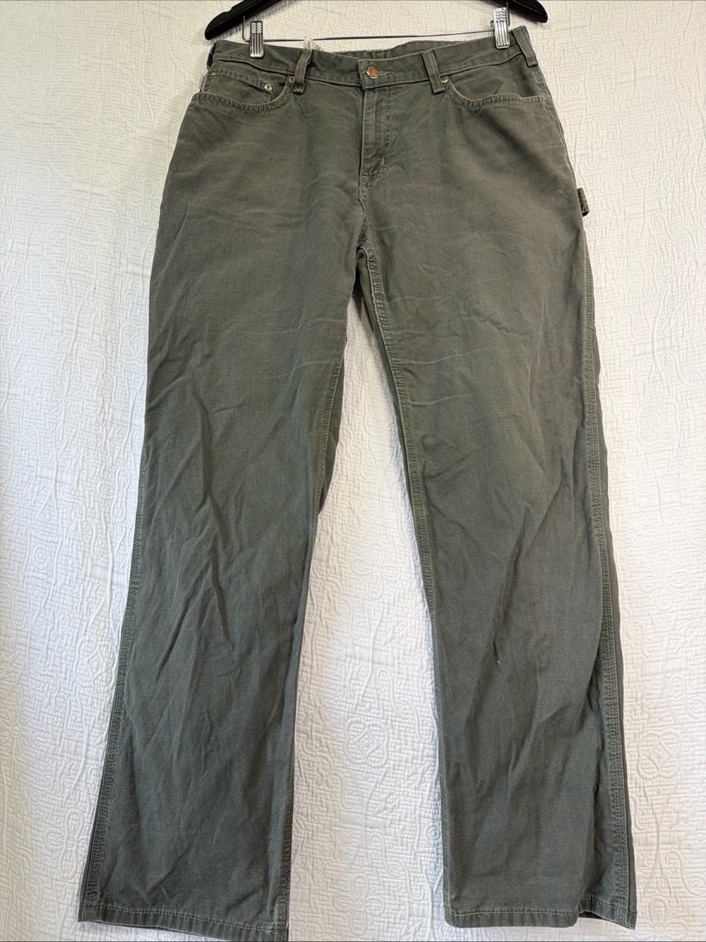 Carhartt Pants Vintage 2007 Womens 12 Moss Green Canvas Carpenter Work WB159 DMS